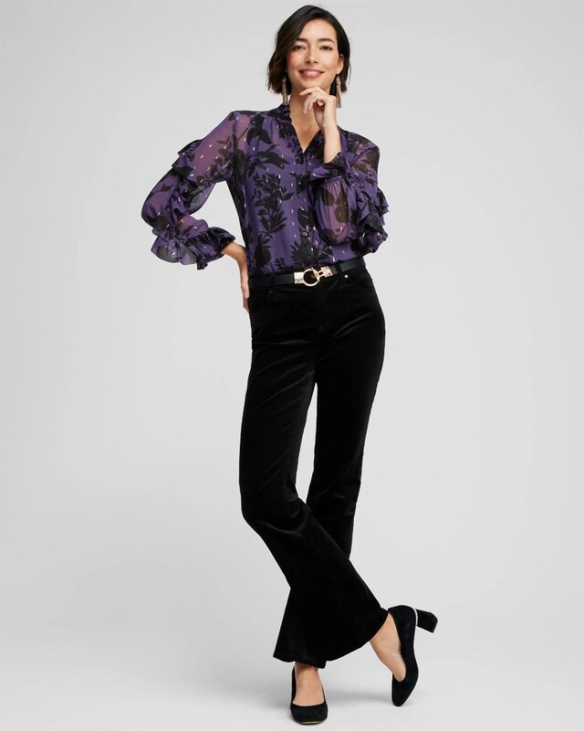 Chiffon Ruffle Sleeve Blouse - image 2